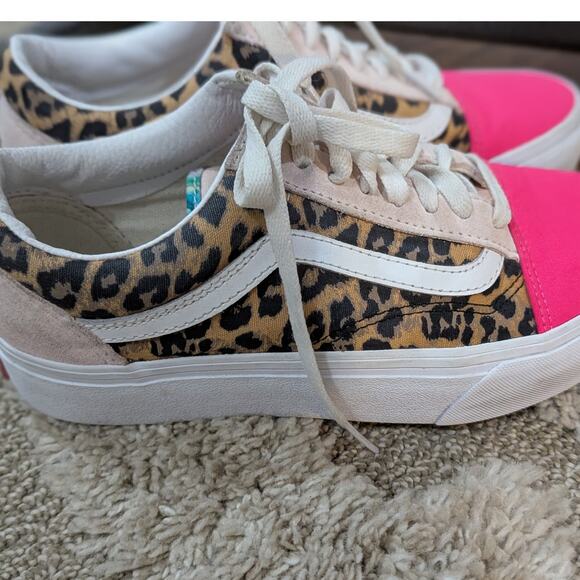 Vans Customs Old Skool Pink and leopard Shoes Womens Sz 8.5 - Picture 5 of 11